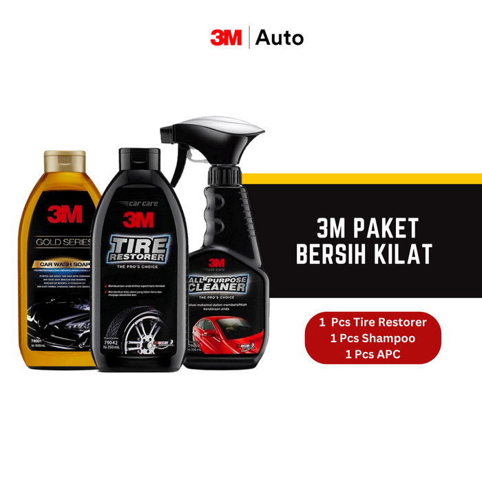 Jual 3M Paket Bersih Kilat (Car Wash Gold, All Purpose, Tire Restorer