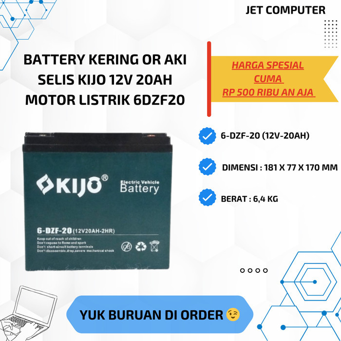 Jual Battery Kering Or Aki Selis Kijo V Ah Motor Listrik Dzf Shopee Indonesia