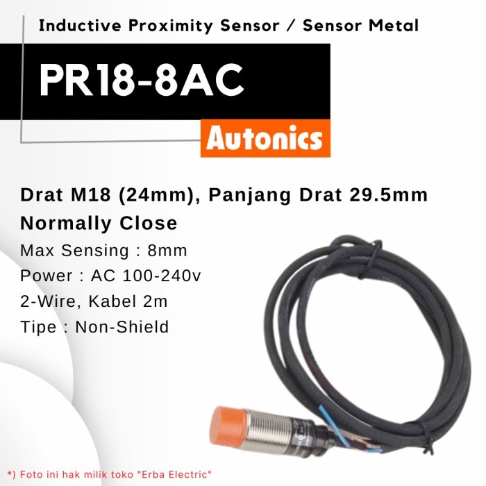 Jual Autonics Pr18-8Ac Induktif Proximity Sensor Metal Besi 2 Wire Ac ...