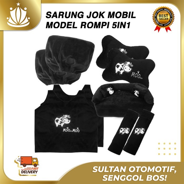 Jual Sarung Jok Bantal Mobil Moo Sapi Lucu 5in1 Model Rompi Universal ...
