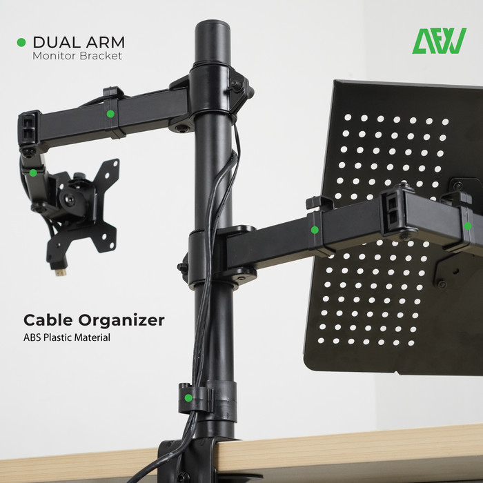 Jual BRACKET MONITOR DUAL ARM MONITOR & LAPTOP STAND AFW - B01 | Shopee ...