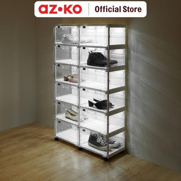 Jual Azko Stora Kotak Sepatu Lipat 12 Tingkat Dengan Lampu Led - Putih ...