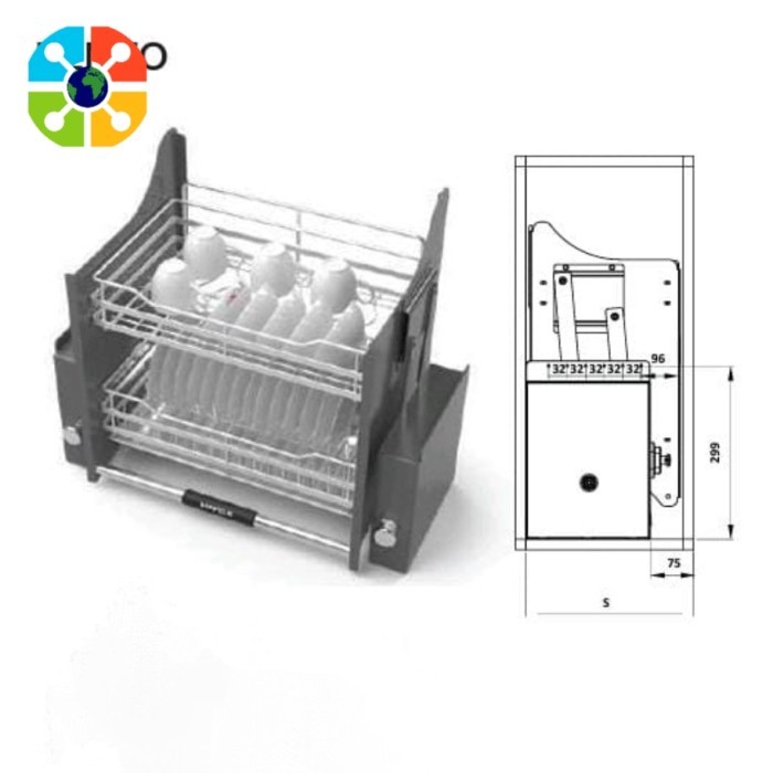 Jual RISHON HAFELE PULL DOWN DISH RACK LENTO - RAK IK PIRING DAPUR ...