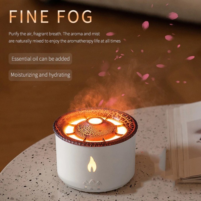 Jual Air Humidifier Diffuser Volcano Flame Essential Oil 12W 300ML Gunung Api Volcano Efek Lava ...