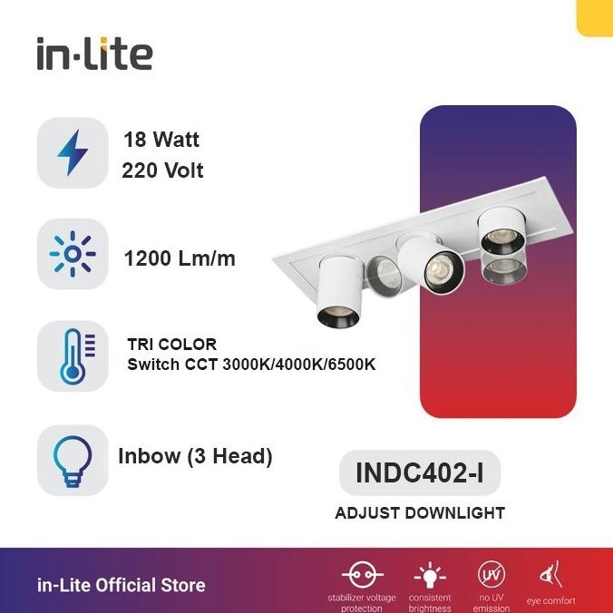 Jual Sale Inlite Lampu Downlight Indc402-1 18Watt 3 Head Lampu ...