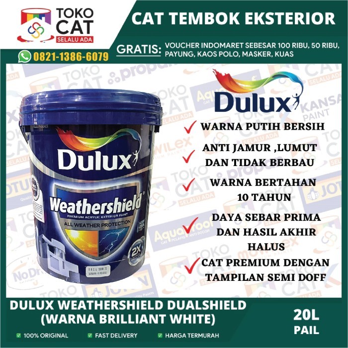 Jual Cat Dulux Weathershield Dual Shield Brilliant White 2290 / Putih