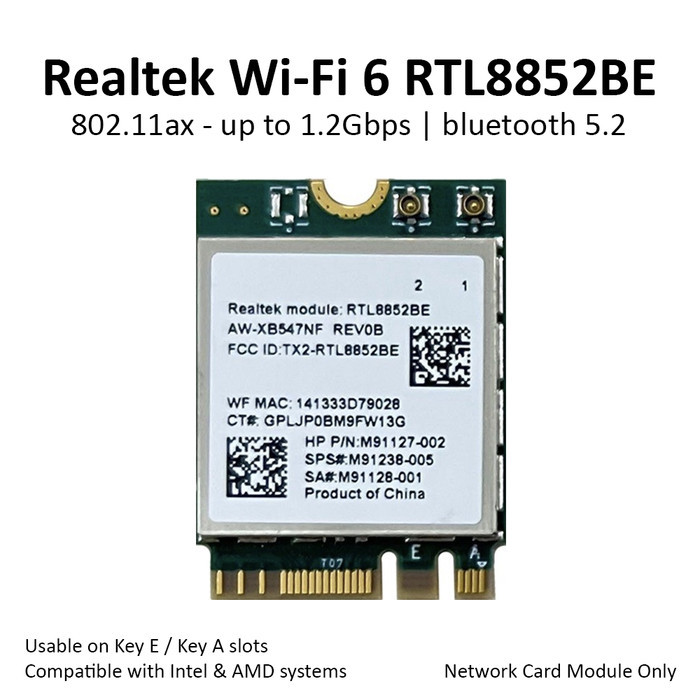 Jual BEBAS ONGKIR - Realtek WiFi 6 RTL8852BE Wireless Network Card BT 5 ...