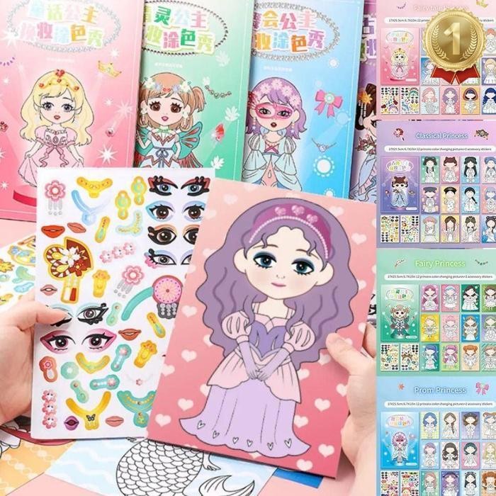 Jual Original (Ukuran Besar) 2 In 1 Buku Sticker Dan Mewarnai Make Up ...