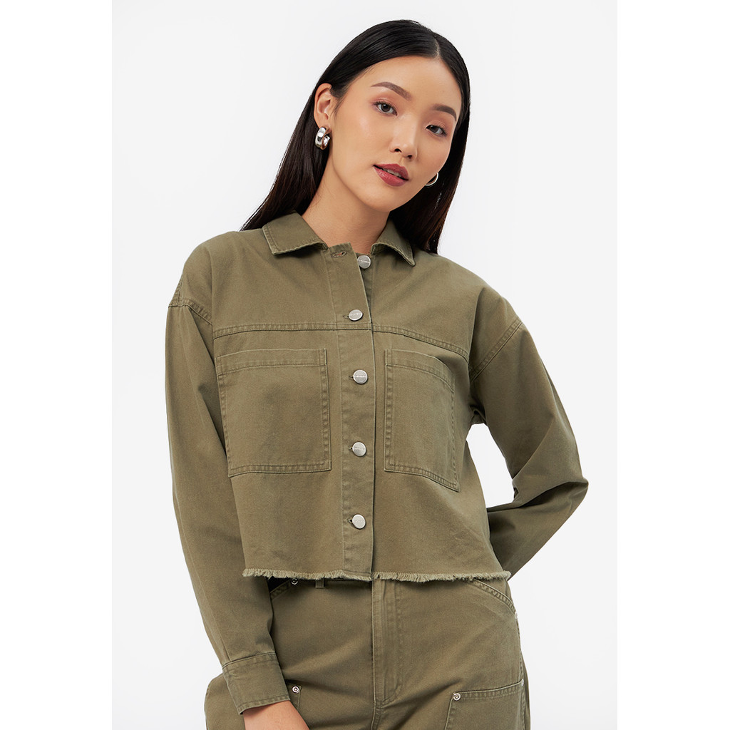 Jual COLORBOX Oversized Long Sleeve Jacket Dark Green | Shopee Indonesia