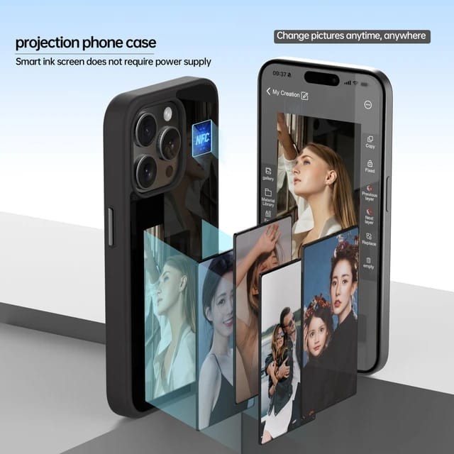 Jual Smart Projection E-ink Case iPhone 13 14 15 Pro Max Customizable ...