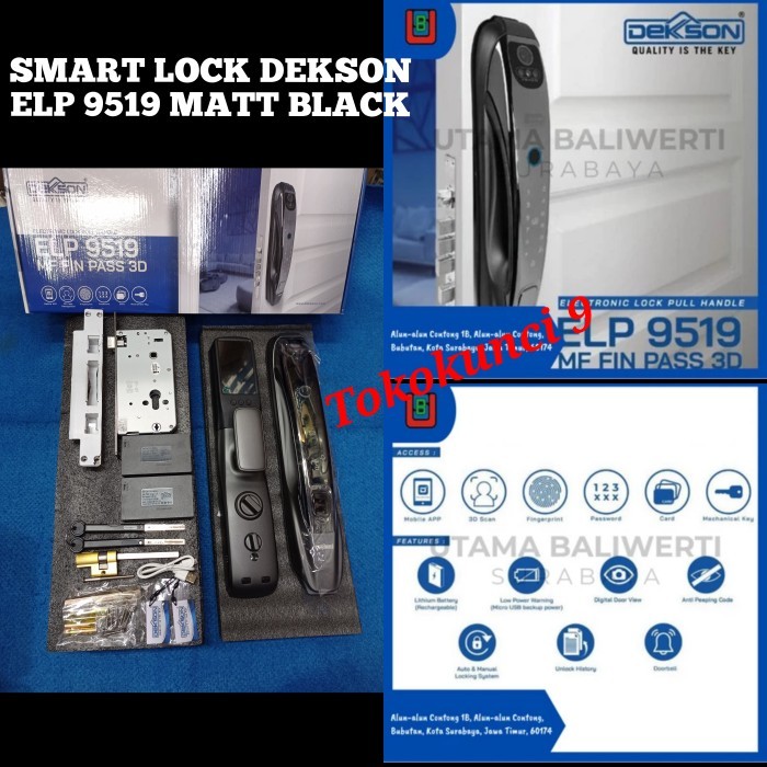 Jual Kunci Digital Dekson ELP 9519 MF Smart Door Lock Dekkson | Shopee ...