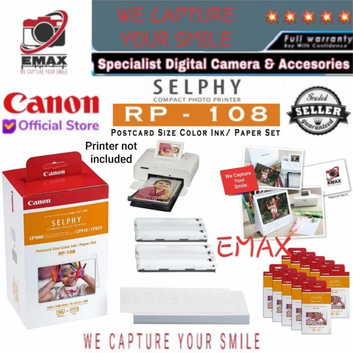 Jual SELPHY RP-108 Photo Printer Ink Paper CP820 CP910 CP1000 RP108 ...