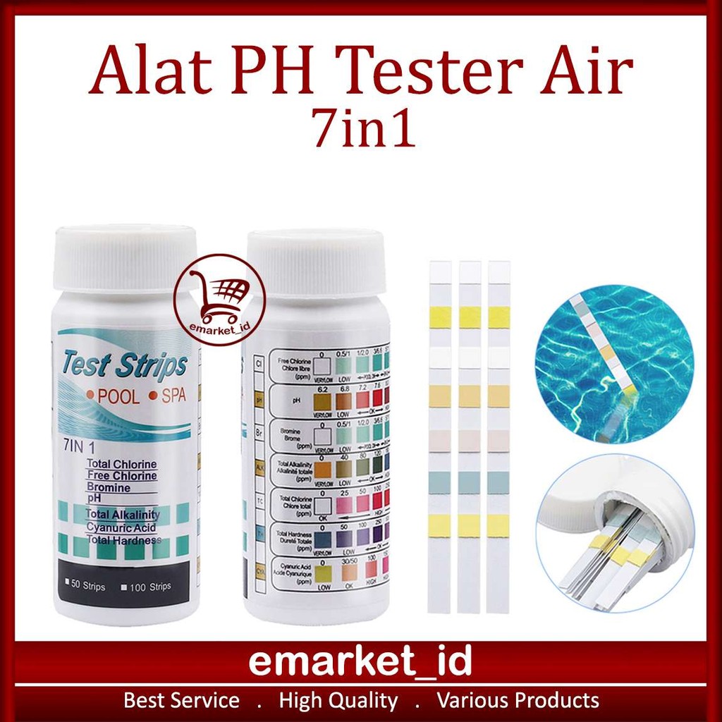 Jual EM Test Strips pH 7in1 AI30 / Alat pH Tester Air Residu Klorin ...