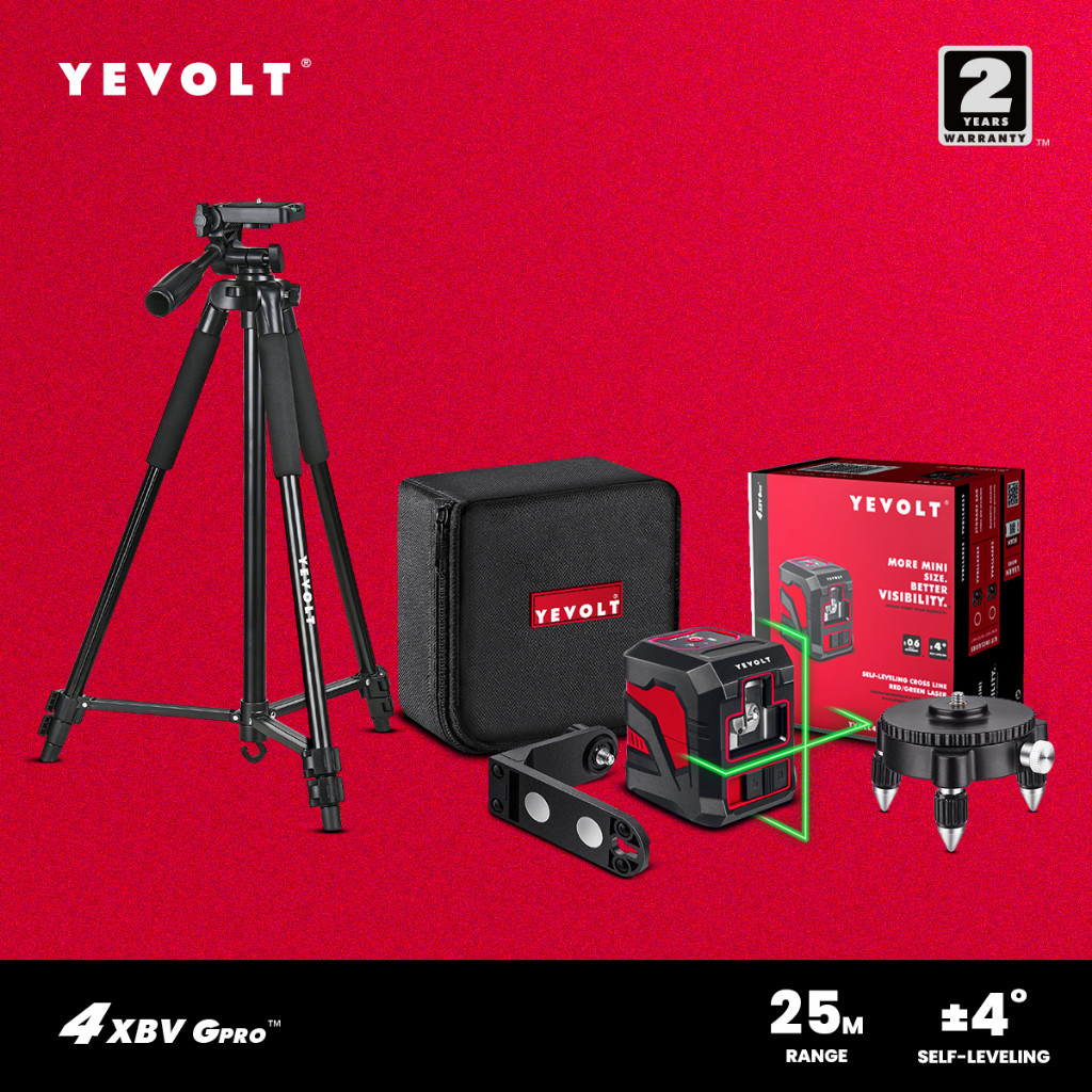 Jual YEVOLT Alat Pengukur Level Garis Silang Hijau, Kit Level Laser 2 ...