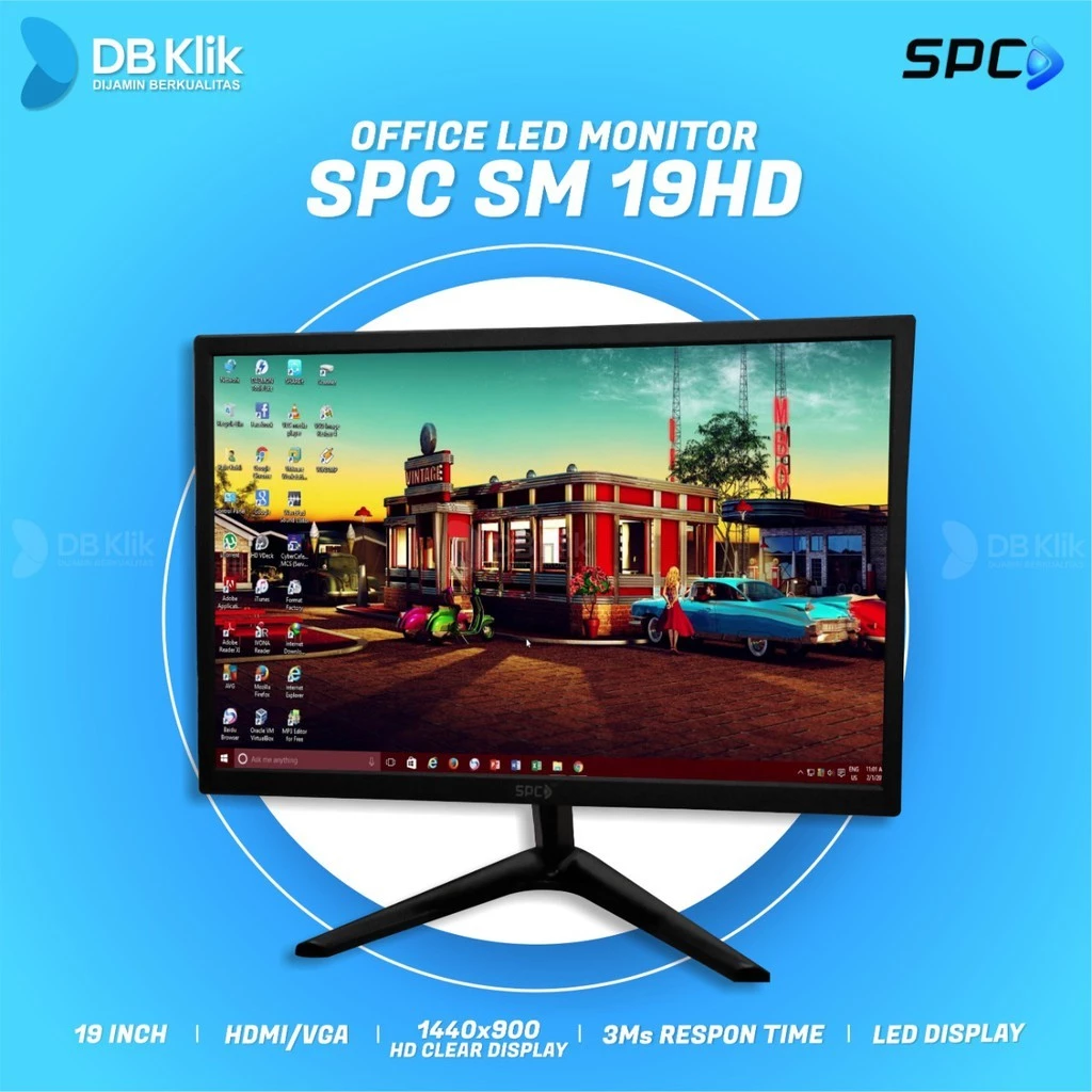 Port belakang monitor SPC SM-19HD menunjukkan HDMI dan VGA