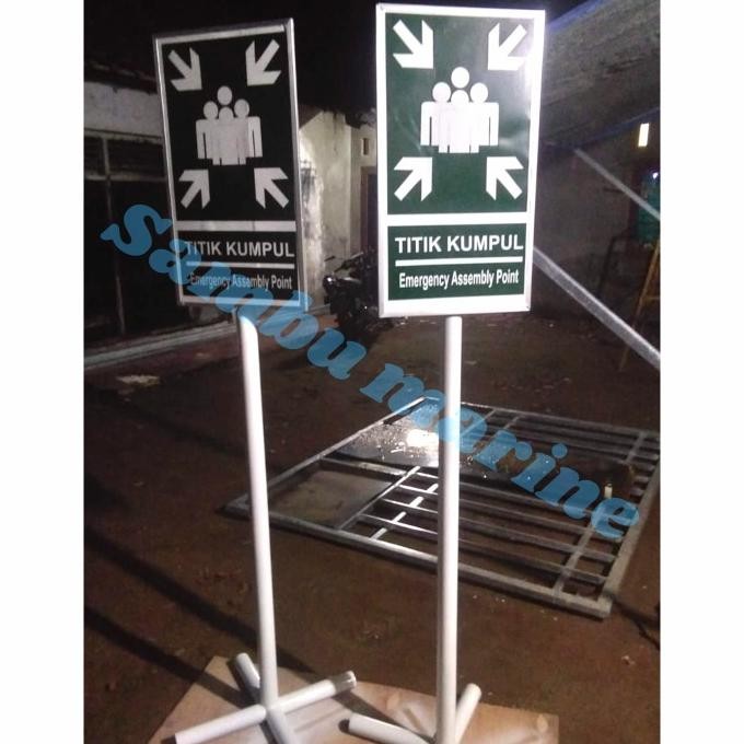 Jual rambu titik kumpul assembly point plat + tiang 3 mtr | rambu K3 ...