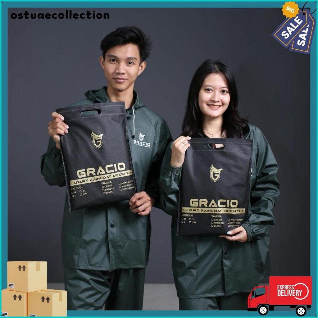 Jual Raincoat Jas Hujan Dewasa Terbaik Pria Wanita By Gracio Mantel Hijau Army Cod Shopee