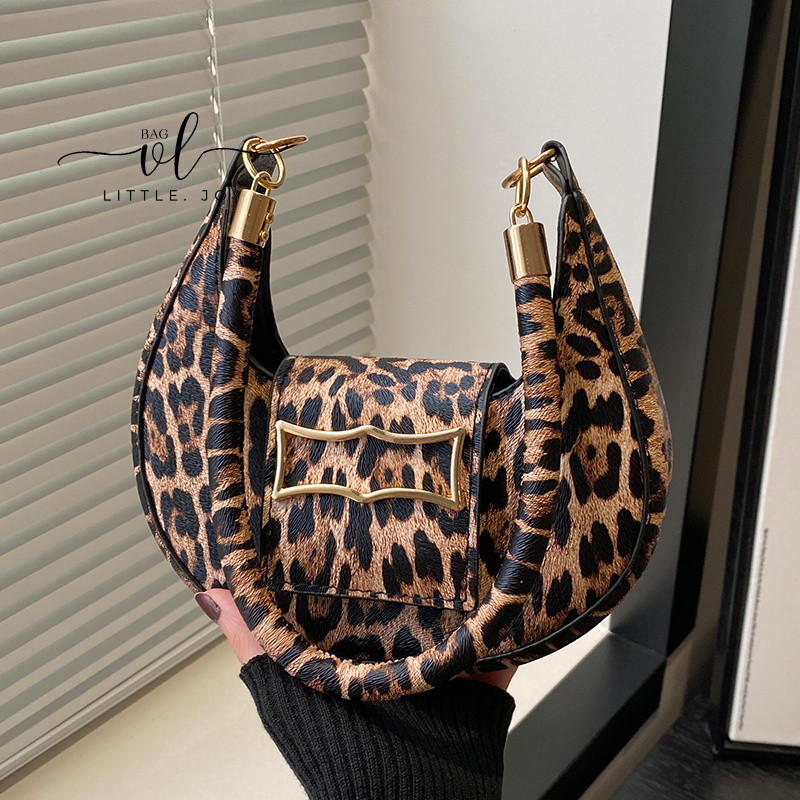 Leopard Print Women's Shoulder Bag Underarm Bag French Portable Bag