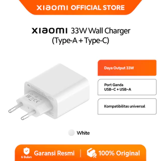 Xiaomi 33W Wall Charger (Type-A + Type-C) | Pengisian Daya Cepat | Port Output Ganda | Ringkas & Portabel | Adaptor Charger | Kepala Charger [ Official Store ]