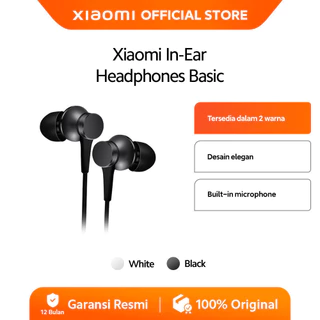 Xiaomi In-Ear Headphones Basic | Built-in Microphone | Desain elegan | Earphone | Headset [ Official Store ]