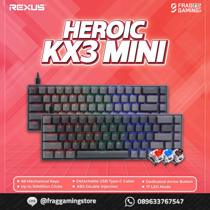 Jual Rexus KX3 Mini Keyboard Heroic KX3 HeroicKX3 Mechanical | Shopee ...