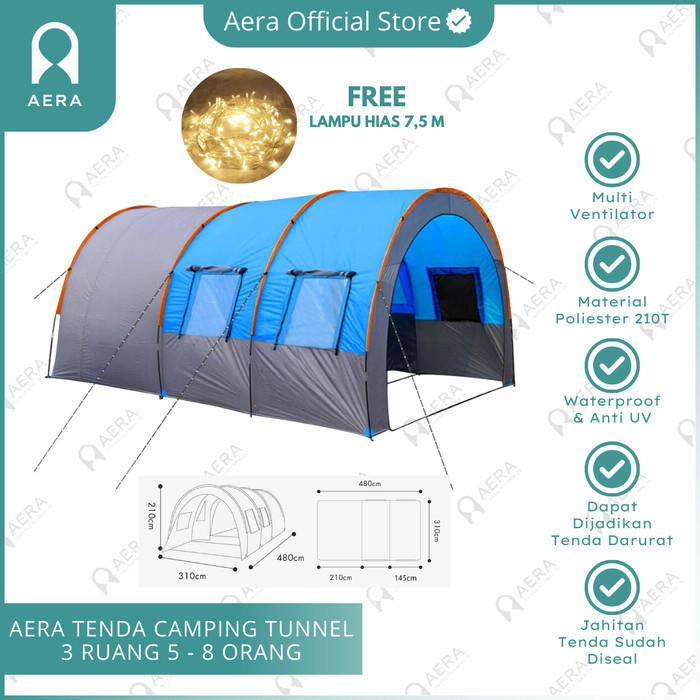 Bolzano 6 Persone Tenda Familiare XL A Tunnel Festival Vestibolo Grande