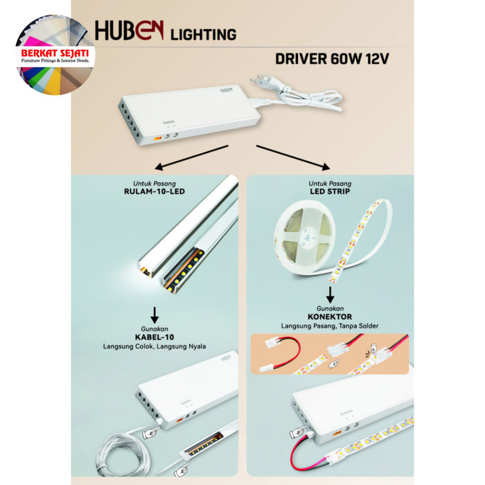 Jual Huben Driver 60W 5A - 12V Led Strip Sensor Lampu Power Supply Dr ...