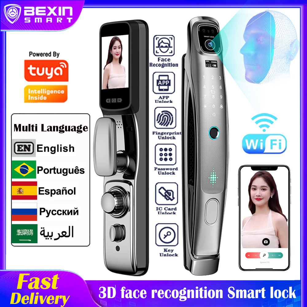 Jual Wifi Tuya Fa Recognition Smart Door Lock With Camera | Shopee ...