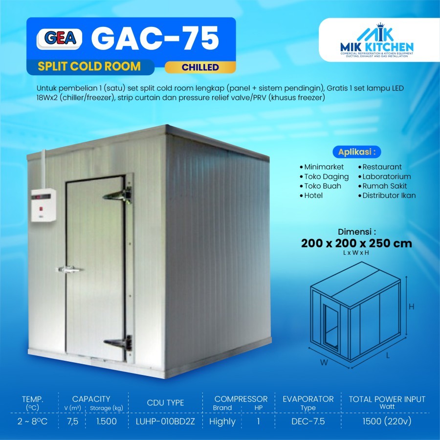Jual GEA Split Cold Room (Full Set) CHILLED GAC-75 / GAC 75 / GAC75 ...