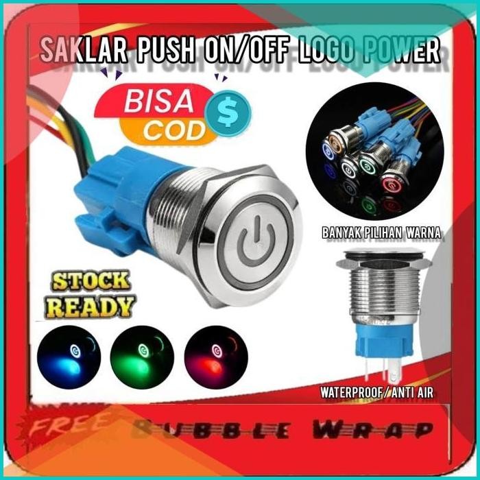 Jual Saklar On Off LED Stainless Push Button Waterproof Tombol Switch ...