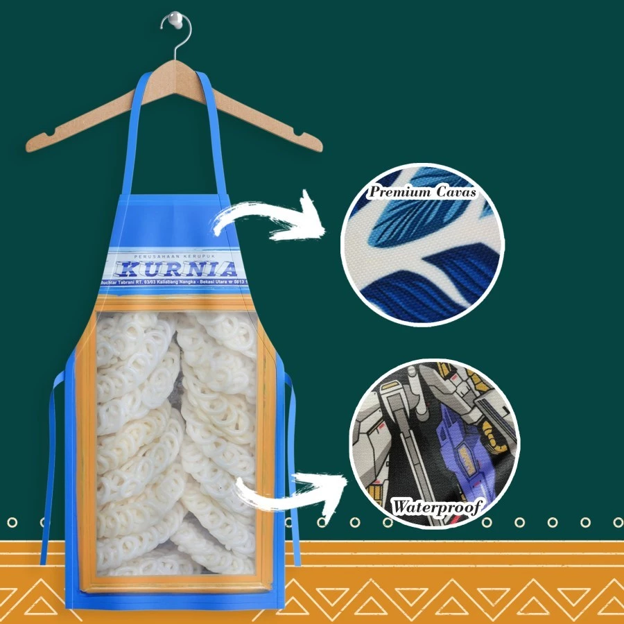 Apron Celemek Barista Waterproof Anti Air Custom Cetak Gambar Sendiri 