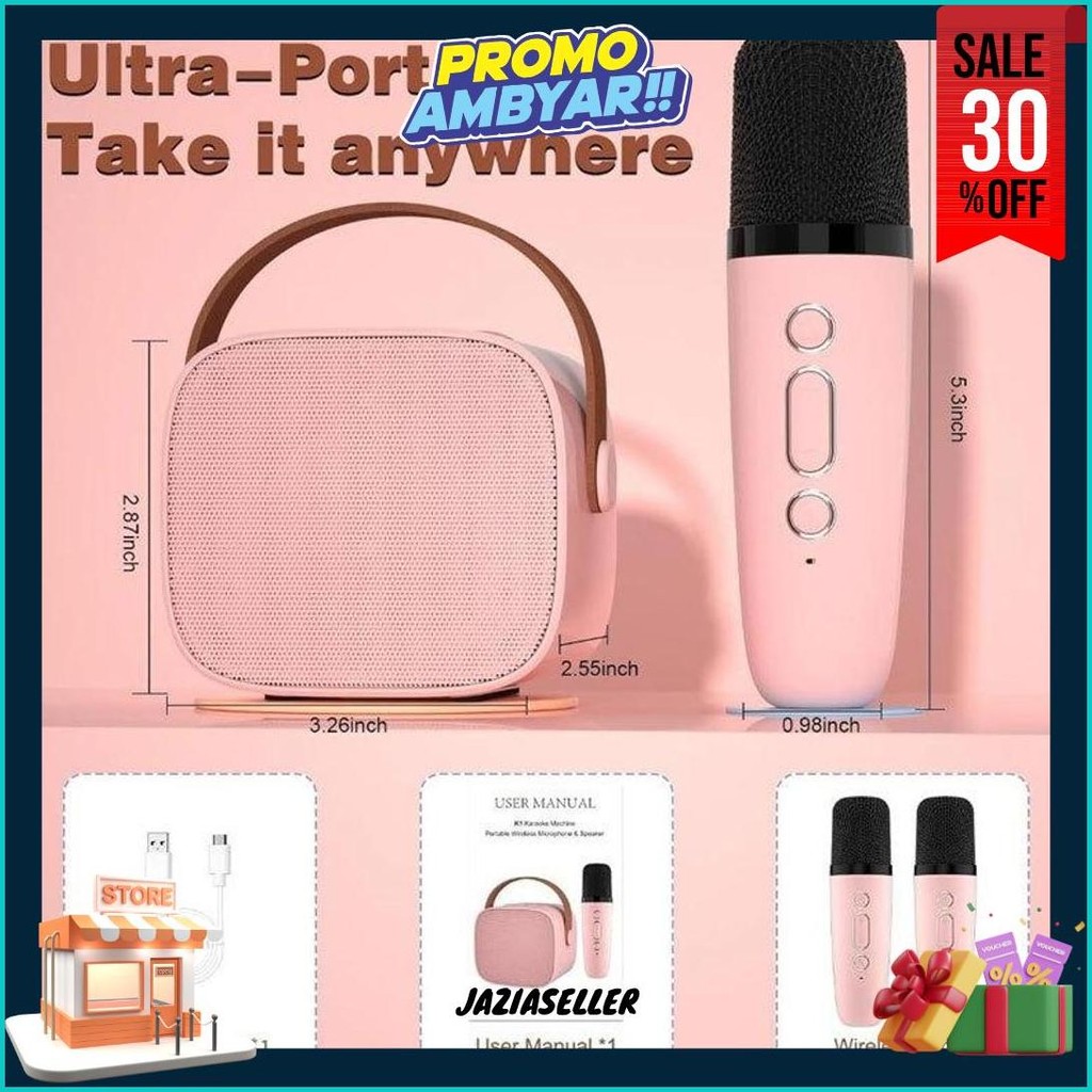 Jual Mini Speaker Bluetooth 2 Mic 1 Karaoke /Bluetooth 5.3 Mini Speaker ...