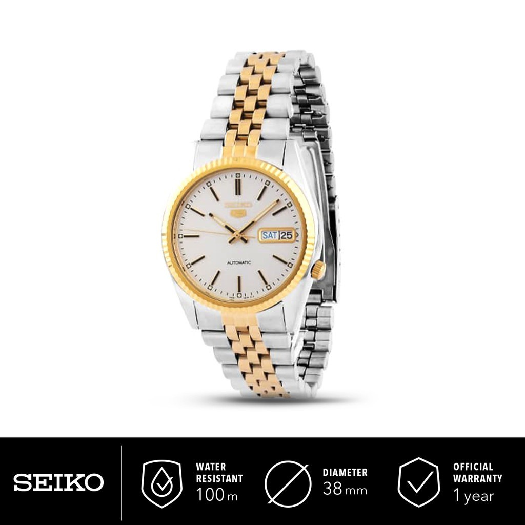 Jual Jam Tangan Pria Seiko 5 SNXJ90K1 Automatic White Dial Two-Tone ...
