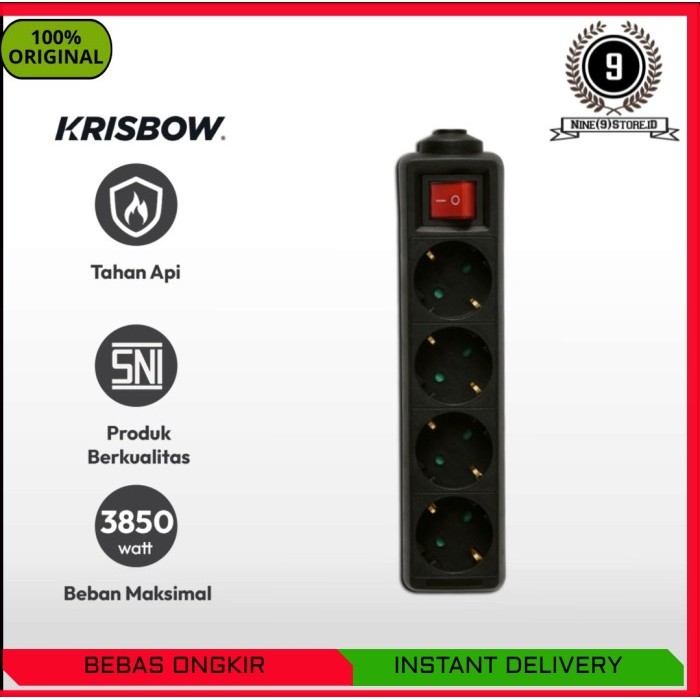 Jual Stop Kontak Krisbow 4 Socket Hitam Terminal Listrik Kabel ...
