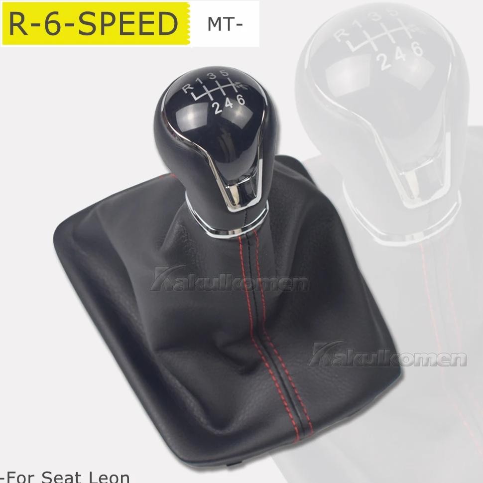 Jual leather car gear shift knob lever gaitor boot cover for seat leon ...