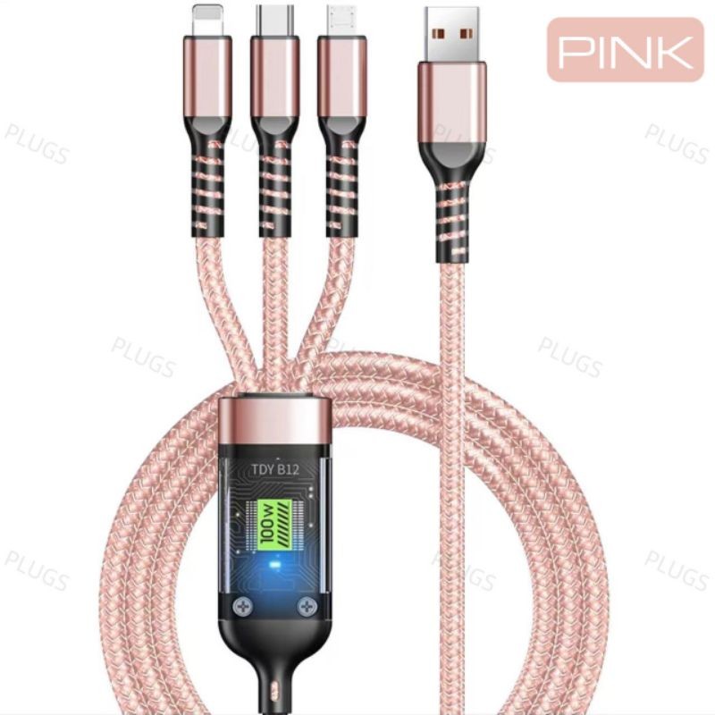 Jual [COD] PLUGS Cable Data 3in1 PINK Kabel Data Micro USB Type C Warna ...