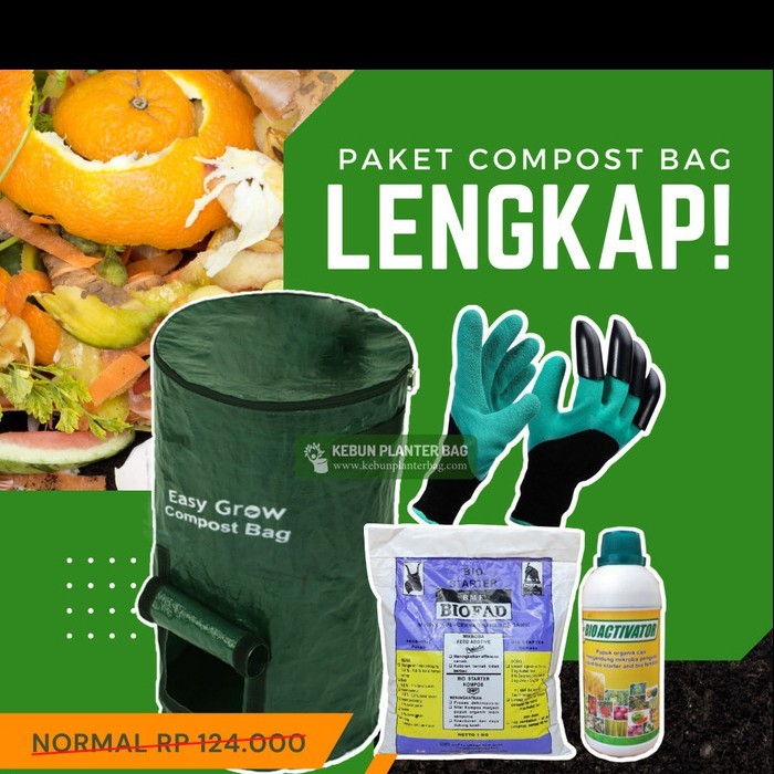 Jual PAKET LENGKAP Compost Bag 80 Liter Easy Grow Tas Alat Kompos ...