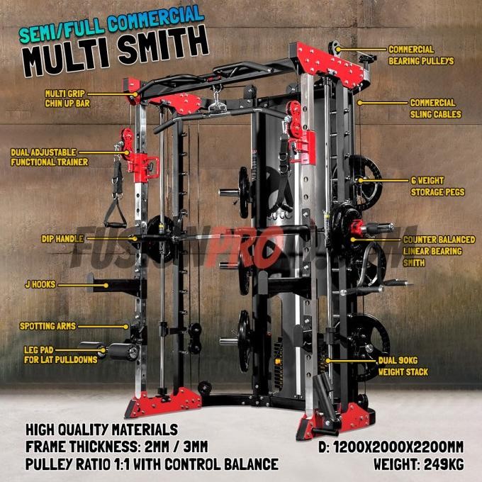 Jual NEW Smith Machine Multi Bench Press Adjustable HomeGym Fitness ...