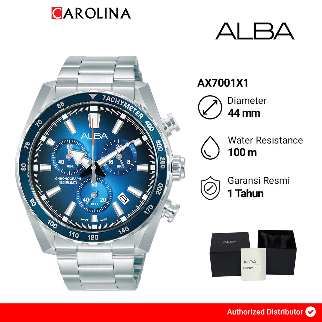 Jual Jam Tangan Pria ALBA Signa Chronograph AX7001X1 Blue Dial ...