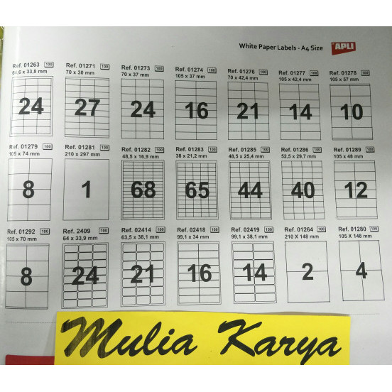 Jual TERBARU! APLI White Paper Label / A4 Computer Labels / Dus isi 100 ...