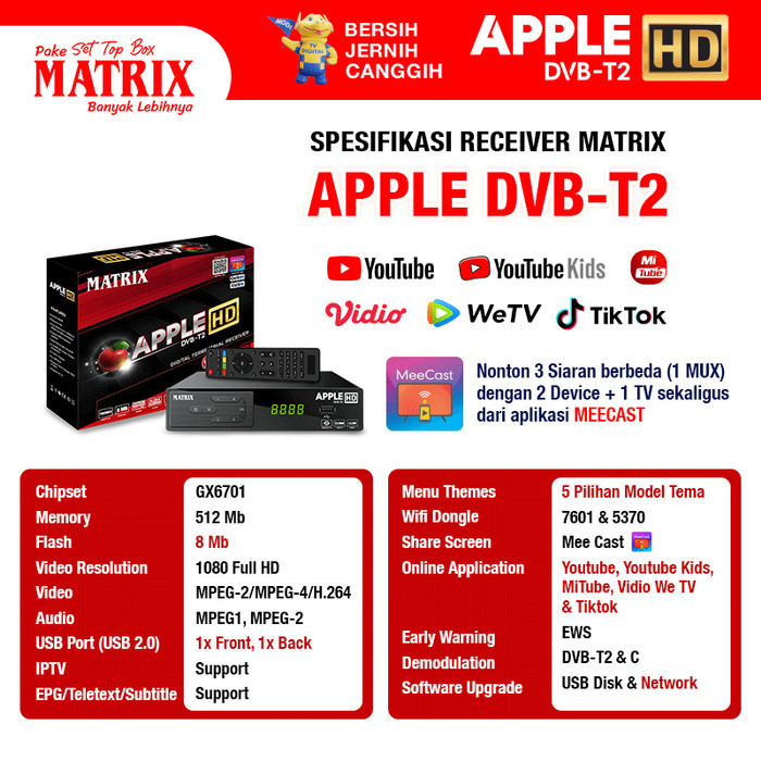 Jual RECEIVER TV SET TOP BOX MATRIX GARUDA DVB T2 DIGITAL ORIGINAL ...