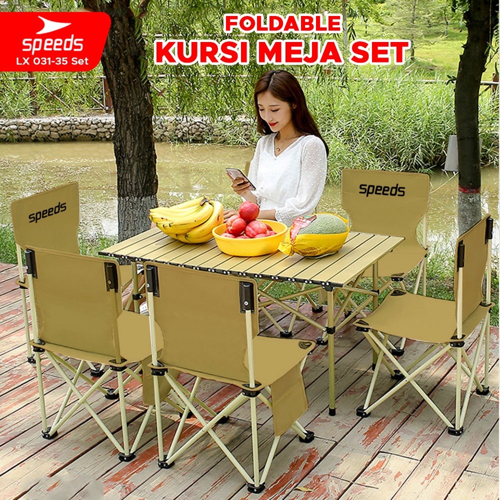 Jual SPEEDS Set Kursi Lipat Kursi Malas Folding Chair Fold Table Meja ...
