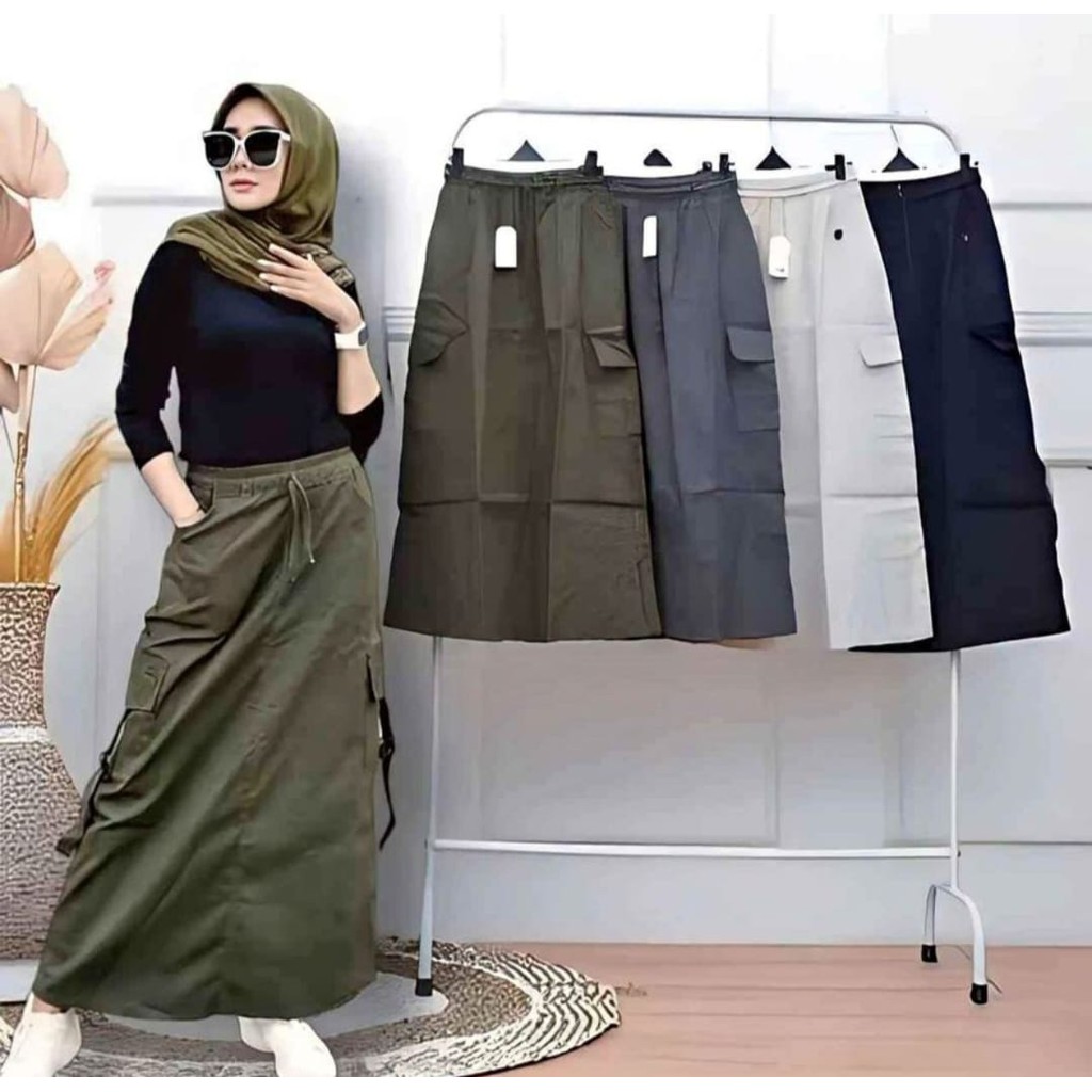 Jual Rok cargo serut korean Style Kekinian trendi | Shopee Indonesia