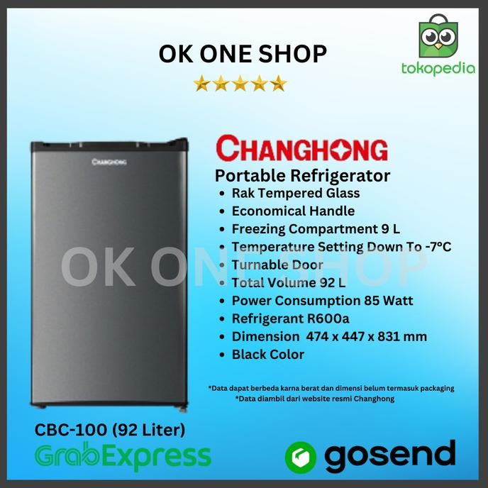Jual Kulkas Refrigerator Changhong Cbc-100 100 Liter (Dark Grey ...