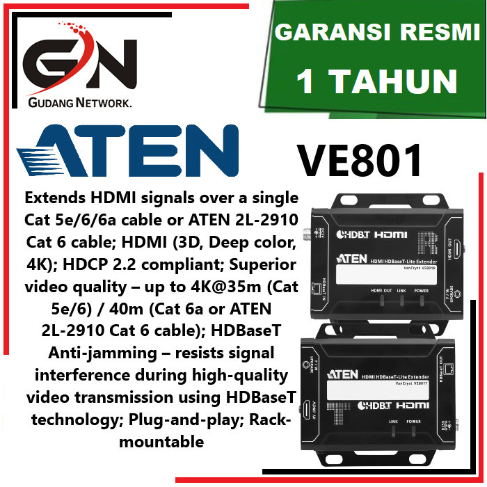 Jual HOT SALE! ATEN VE801 HDMI HDBaseT-Lite Extender (4K@40m) (HDBaseT ...