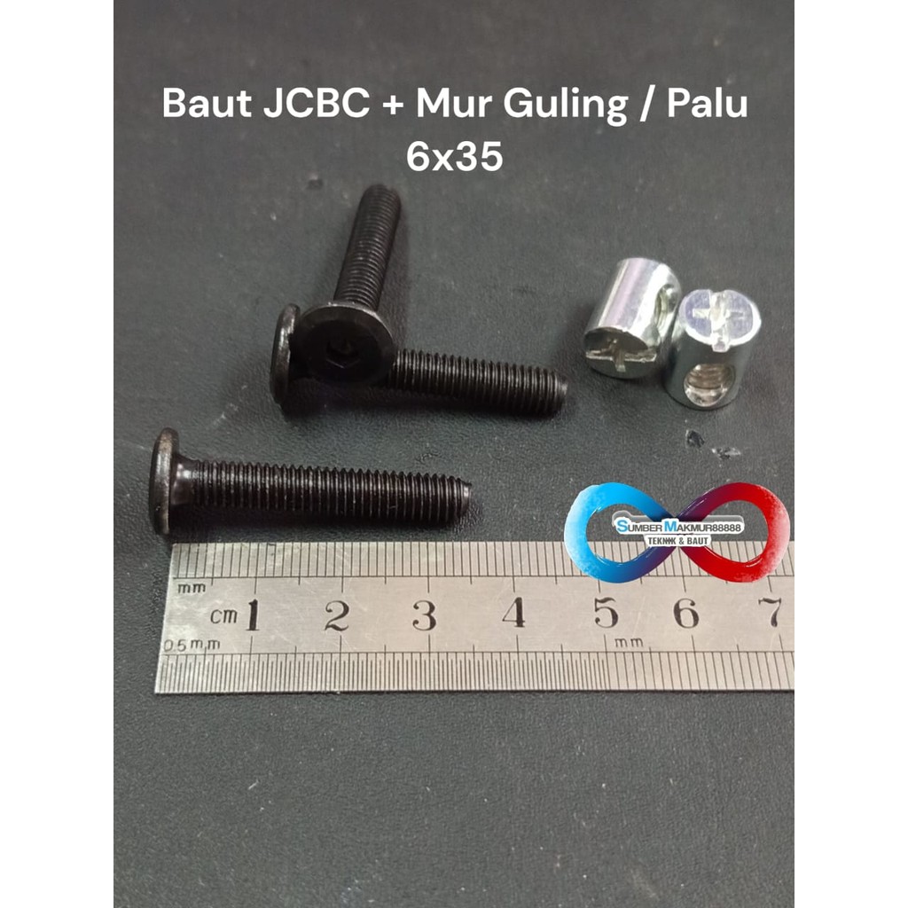 Jual Baut JCBC Hitam M6x35 /Baut Knockdown + Mur Guling/Palu Per 1 pcs ...