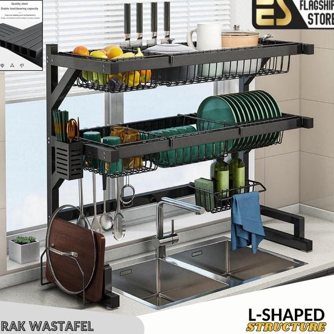 Jual Es Rak Dapur Hitam Rak Wastafel Rak Piring Dan Peralatan Dapur ...