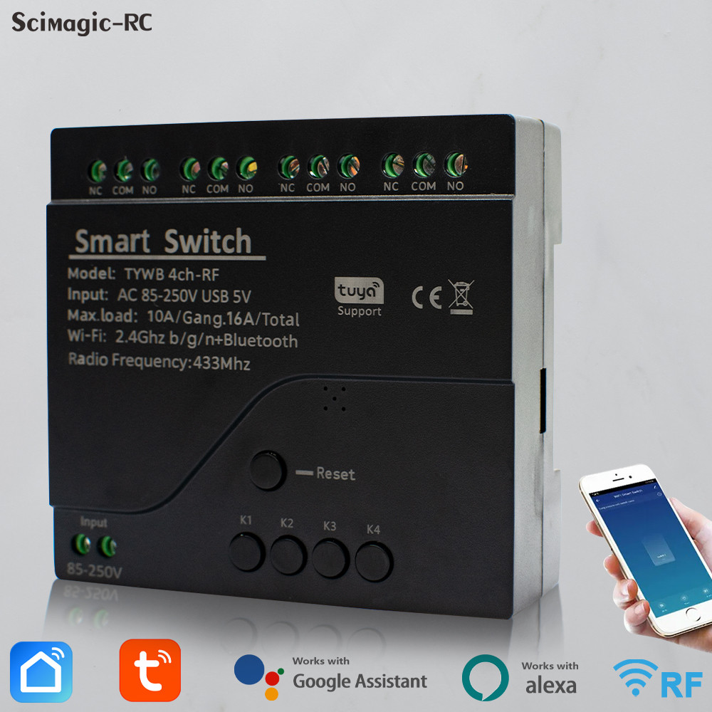 Jual New 4CH Tuya Wifi Smart Switch AC 220V 85-250V 7-32V 10A Relay ...