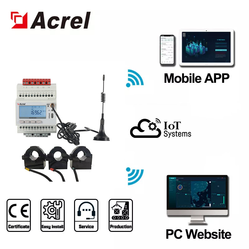 Jual VISCO ADW300 Acrel 4G/WIFI 3 Phase Wireless Electricity Meter MQTT ...