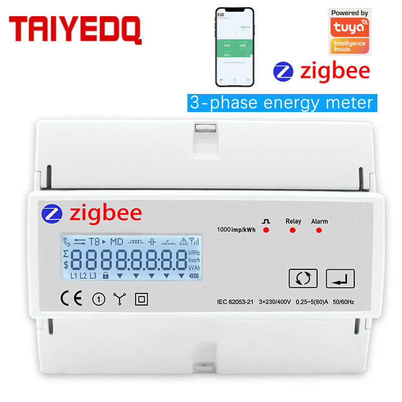 Jual NEW 80A Zigbee Energy Monitor Tuya 3 Phase Energy Meter Electric ...